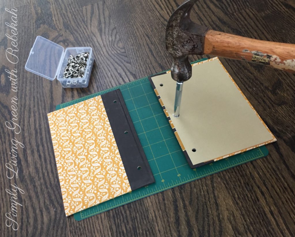 Next, insert the 1/4″ eyelets using an eyelet setting tool and hammer. 