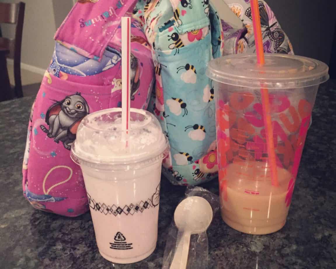 plastic disposable cups and plastic spoon
