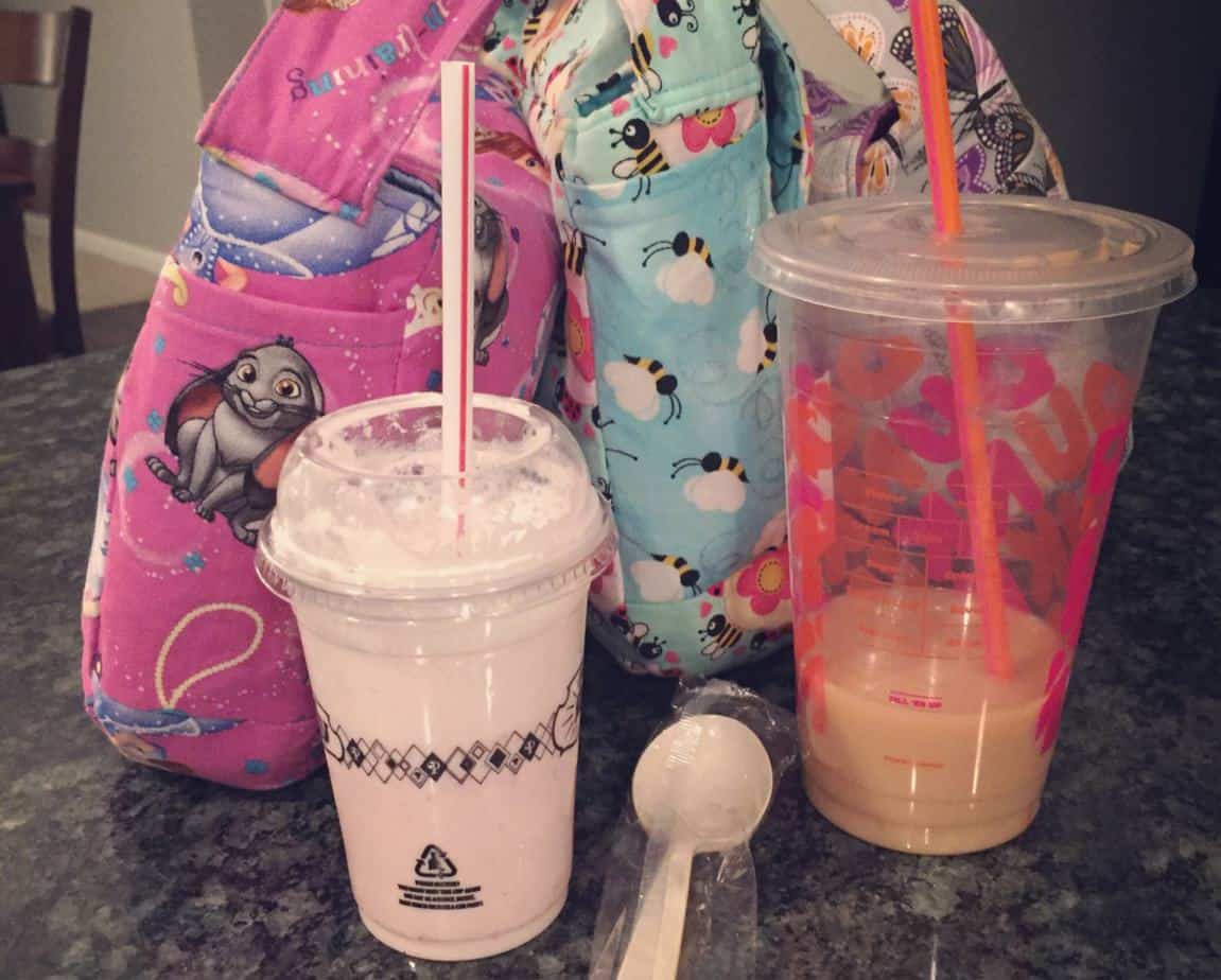 plastic disposable cups and plastic spoon