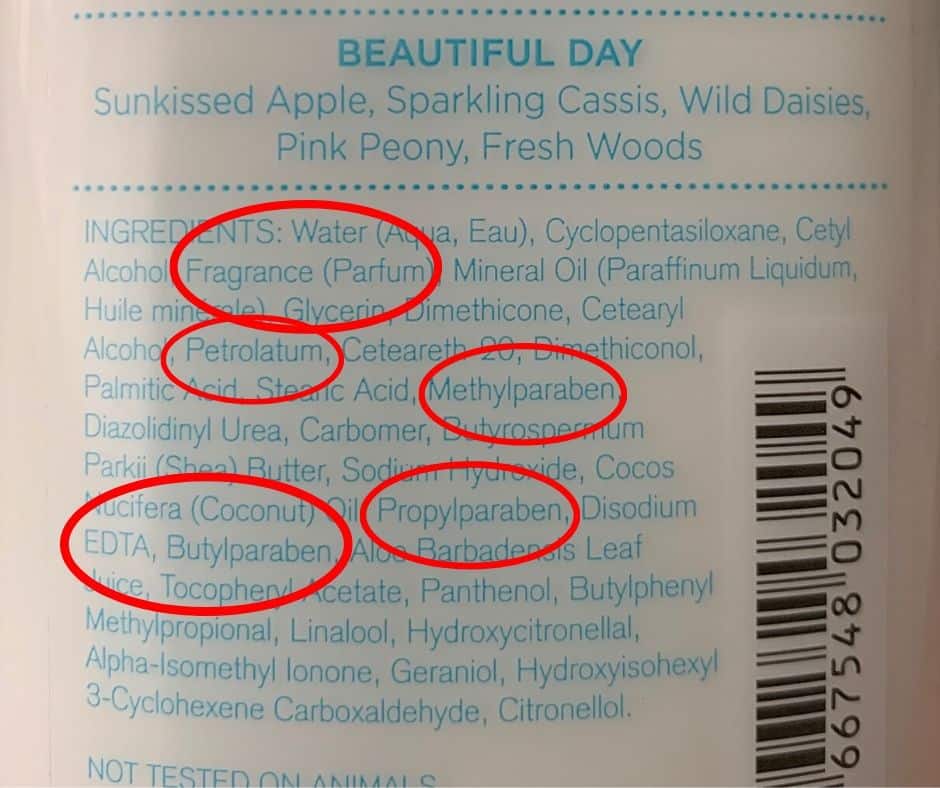 lotion with harmful fragrance ingredients