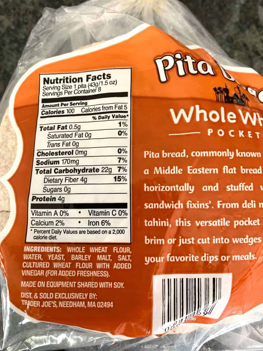 Trader Joes Whole Wheat Pita ingredients
