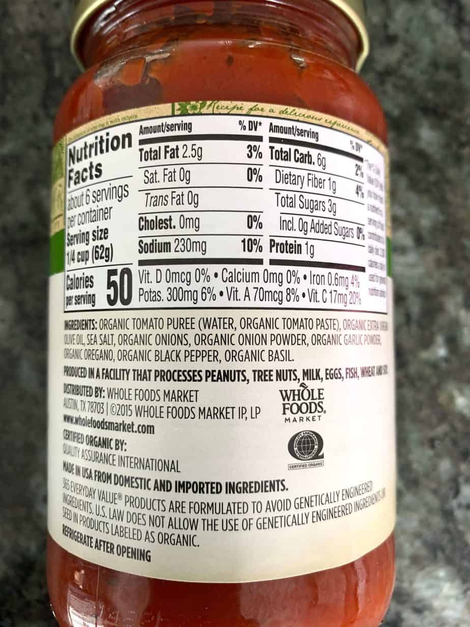 Whole Foods Pizza Sauce ingredients