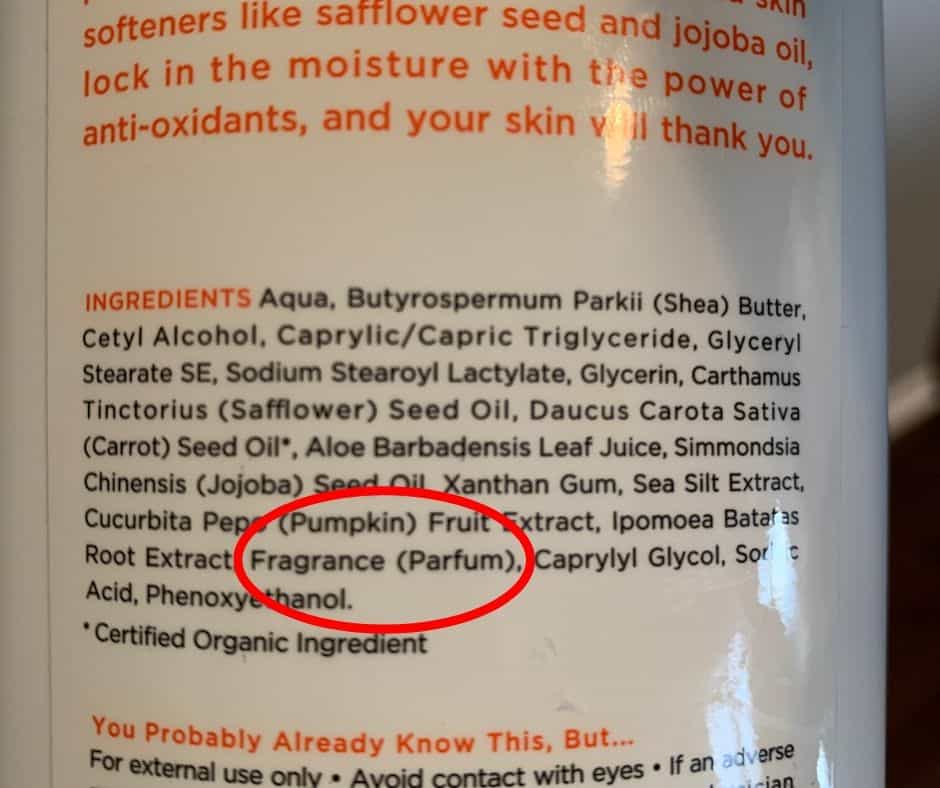 harmful fragrance in lotion