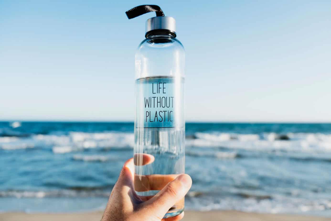 low waste kitchen swaps - glass water bottle