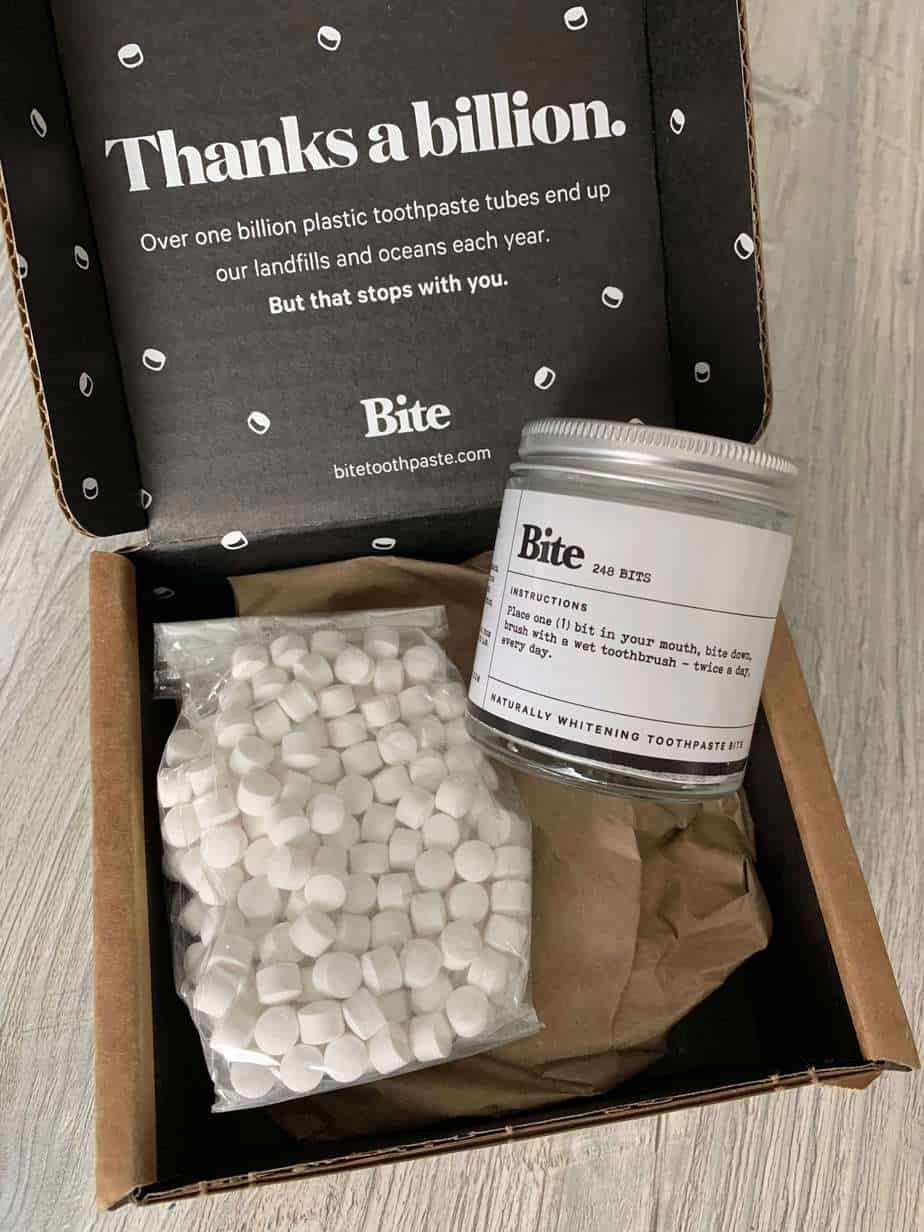 Bite toothpaste bits