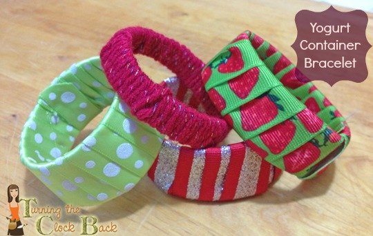 upcycled yogurt cup bracelets